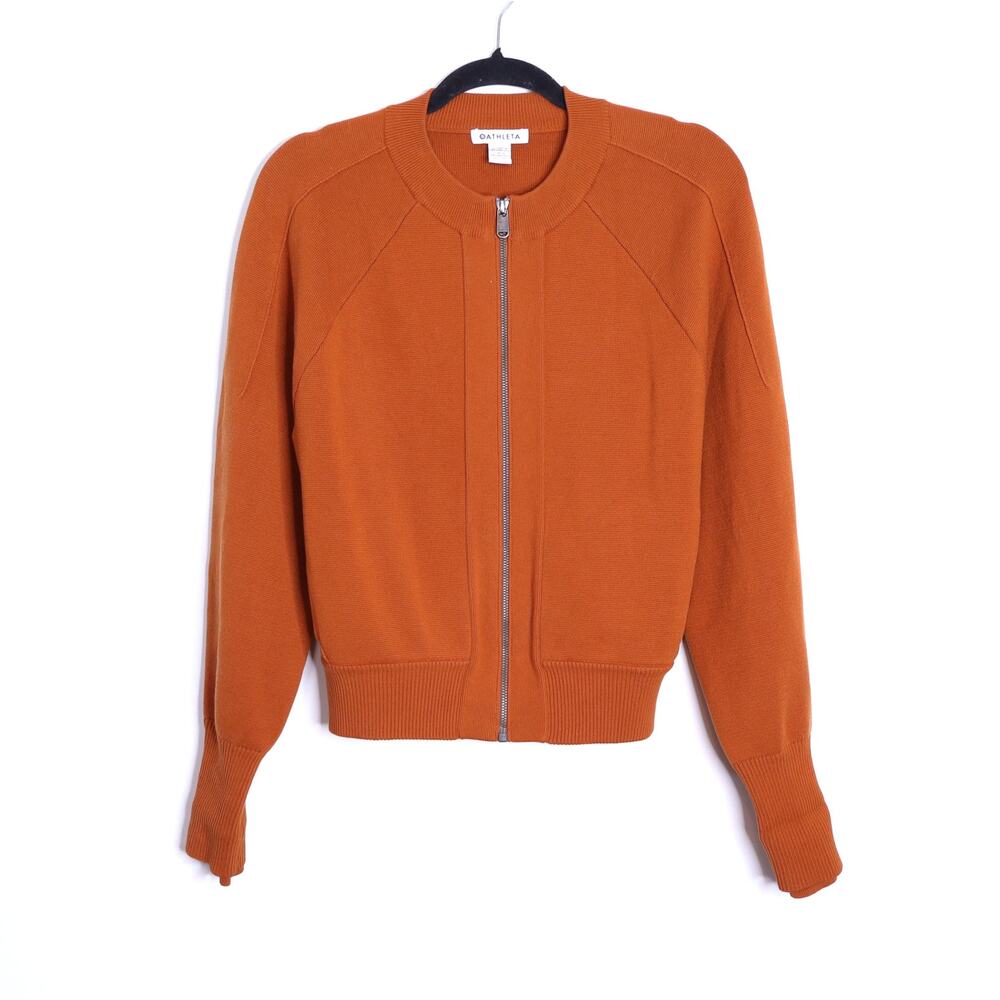 Athleta Sequoia Burnt Orange Zip-Front Women's Sweater